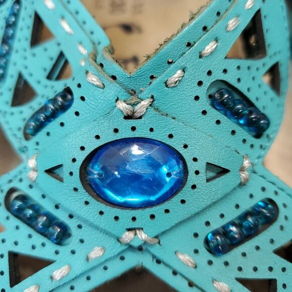 Betula by Birkestock Womens 5/EU 36 Joyce Leather Beaded Turqouise EVA Sole Boho - Picture 4 of 14